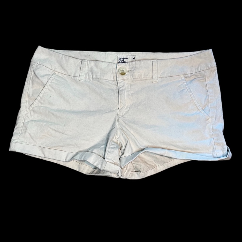 American Eagle Khaki Stretch Cuffed Shorts